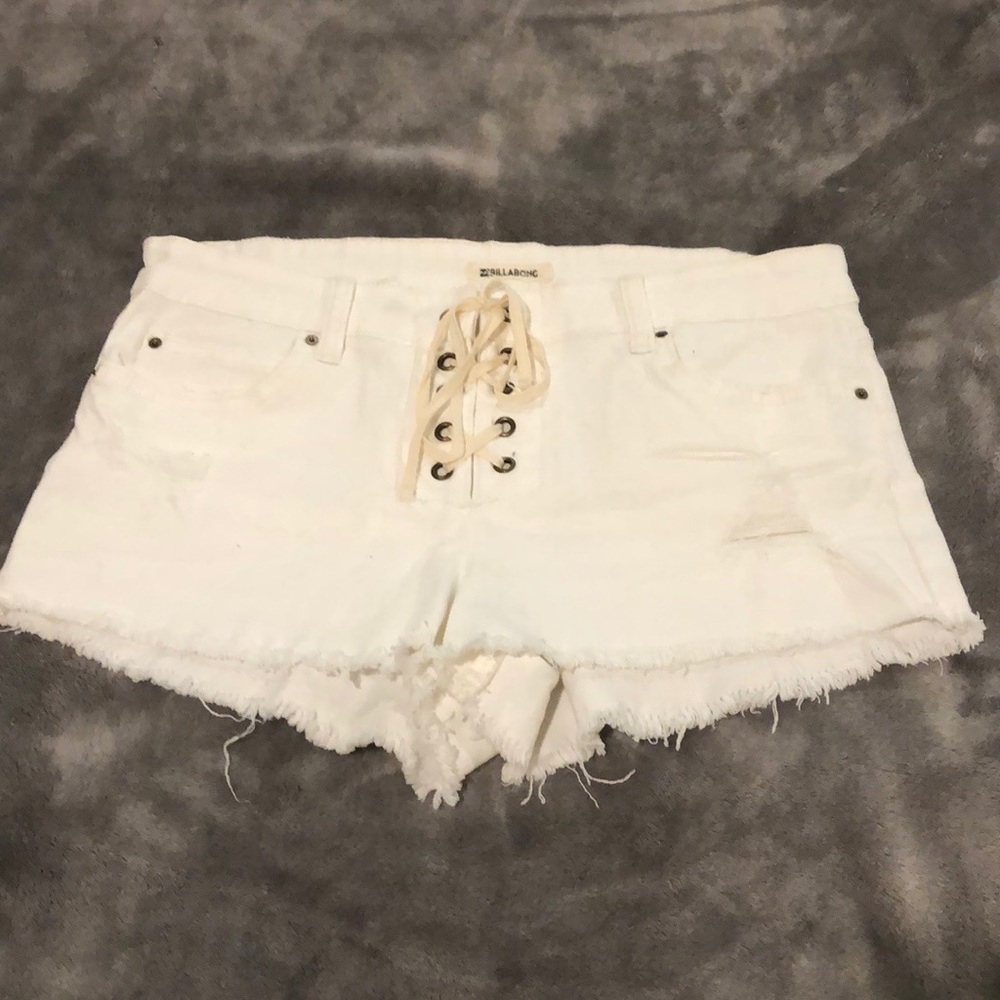 Billabong White Lace-Up Shorts